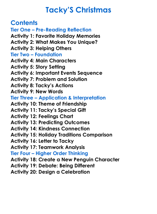 Tackys Christmas Worksheet Activity Booklet