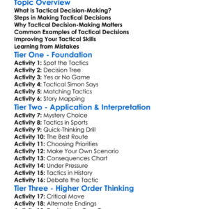 Tactical Decision-Making Worksheet Activity Booklet
