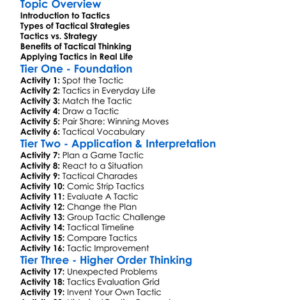 Tactical Strategies Worksheet Activity Booklet