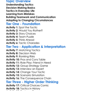 Tactics And Decision Making Worksheet Activity Booklet