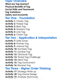 Tag Games Worksheet Activity Booklet