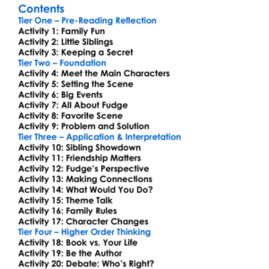 Tales Of A Fourth Grade Nothing Judy Blume Worksheet Activity Booklet