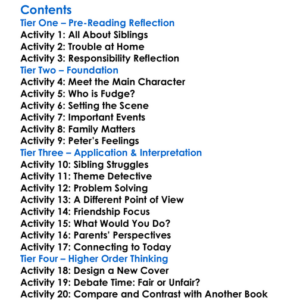 Tales Of A Sixth-Grade Nothing Judy Blume Worksheet Activity Booklet