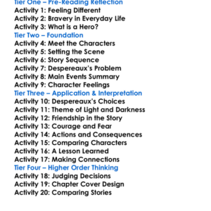 Tales Of Despereaux Kate Dicamillo Worksheet Activity Booklet