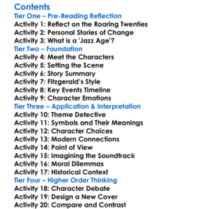 Tales Of The Jazz Age F Scott Fitzgerald Worksheet Activity Booklet