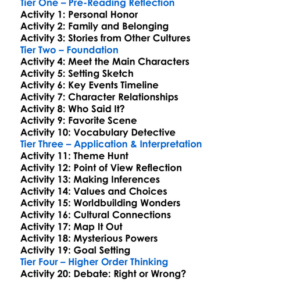 Tales Of The Otori Series Lian Hearn Worksheet Activity Booklet