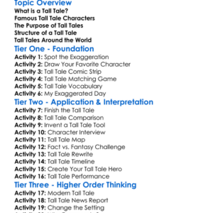 Tall Tales Worksheet Activity Booklet