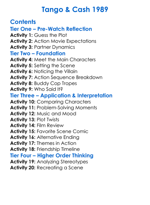 Tango Cash 1989 Worksheet Activity Booklet