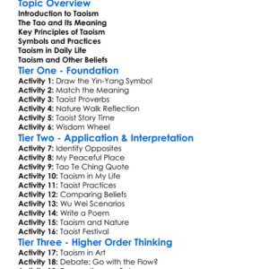 Taoism Worksheet Activity Booklet