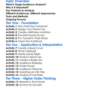 Target Audience Analysis Worksheet Activity Booklet