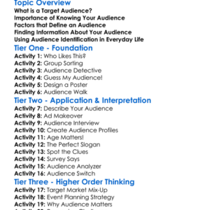 Target Audience Identification Worksheet Activity Booklet