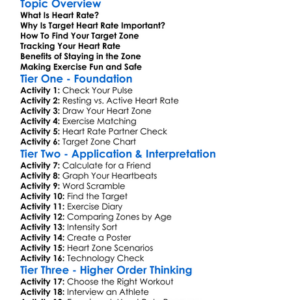 Target Heart Rate Zone Worksheet Activity Booklet