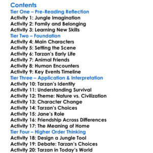 Tarzan Of The Apes Edgar Rice Burroughs Worksheet Activity Booklet