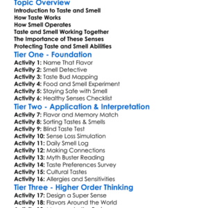 Taste And Smell Mechanisms Worksheet Activity Booklet