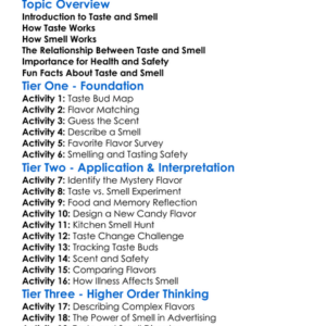 Taste And Smell Senses Worksheet Activity Booklet