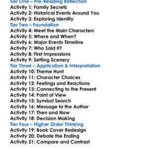 Tatiana De Rosnay Novels Worksheet Activity Booklet