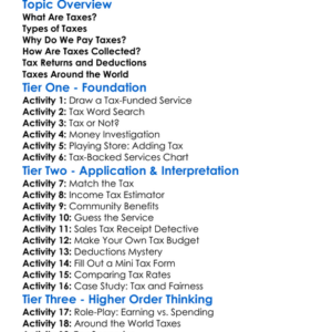 Tax Basics For Individuals Worksheet Activity Booklet