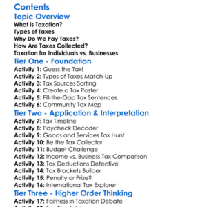 Taxation Basics For Individuals And Businesses Worksheet Activity Booklet