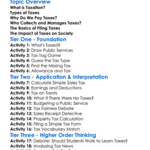 Taxation Fundamentals For Students Worksheet Activity Booklet