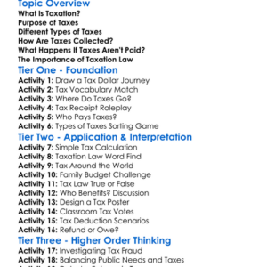 Taxation Law Worksheet Activity Booklet
