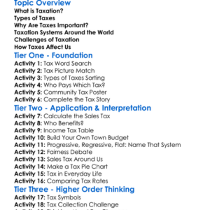 Taxation Systems Worksheet Activity Booklet