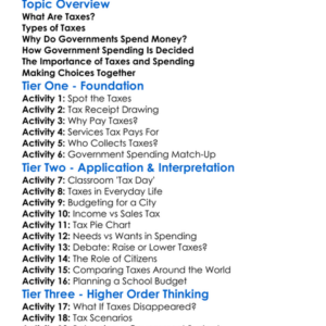 Taxes And Government Spending Worksheet Activity Booklet