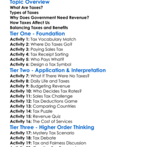 Taxes And Revenue Worksheet Activity Booklet