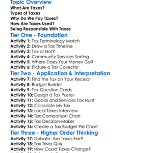 Taxes And Their Purpose Worksheet Activity Booklet