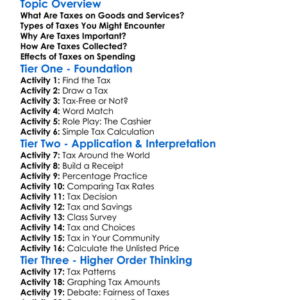 Taxes On Goods And Services Worksheet Activity Booklet