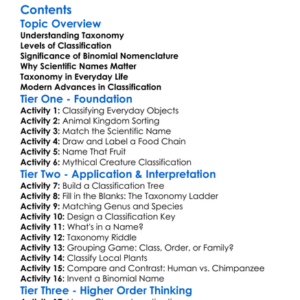 Taxonomy And Binomial Nomenclature Worksheet Activity Booklet