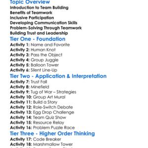 Team Building Activities Worksheet Activity Booklet