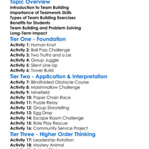 Team Building Exercises Worksheet Activity Booklet