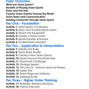 Team Sports And Games Worksheet Activity Booklet