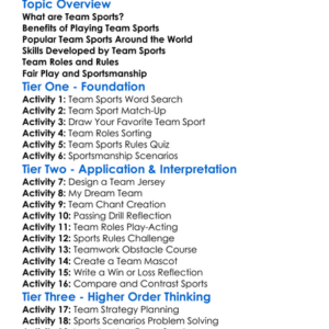 Team Sports Worksheet Activity Booklet