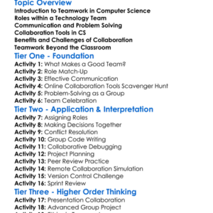Teamwork And Collaboration In Cs Worksheet Activity Booklet
