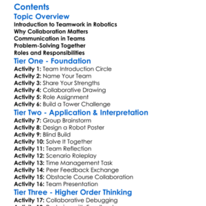 Teamwork And Collaboration In Robotics Worksheet Activity Booklet