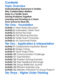 Teamwork And Collaboration In Textile Projects Worksheet Activity Booklet