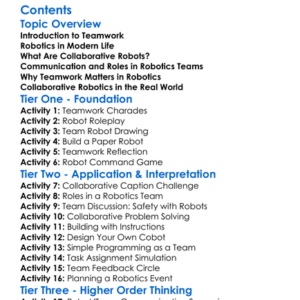 Teamwork And Collaborative Robotics Worksheet Activity Booklet