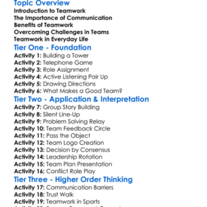 Teamwork And Communication Worksheet Activity Booklet