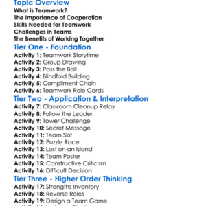 Teamwork And Cooperation Worksheet Activity Booklet