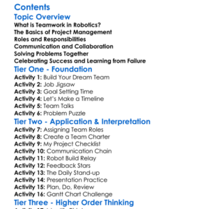 Teamwork And Project Management In Robotics Worksheet Activity Booklet