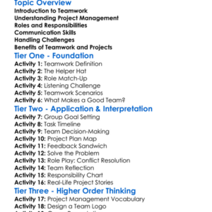 Teamwork And Project Management Worksheet Activity Booklet