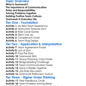 Teamwork Development Worksheet Activity Booklet