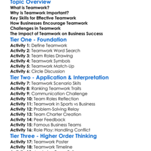 Teamwork In Business Worksheet Activity Booklet