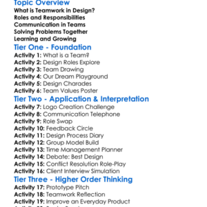 Teamwork In Design Worksheet Activity Booklet