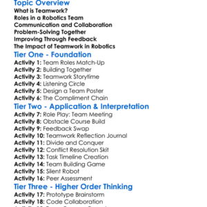 Teamwork In Robotics Projects Worksheet Activity Booklet