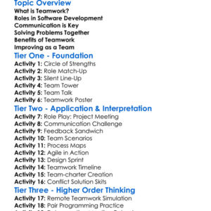 Teamwork In Software Projects Worksheet Activity Booklet