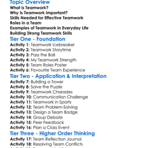 Teamwork Worksheet Activity Booklet