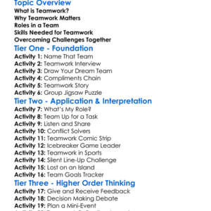 Teamwork Worksheet Activity Booklet