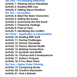 Tears Of A Tiger Sharon M Draper Worksheet Activity Booklet